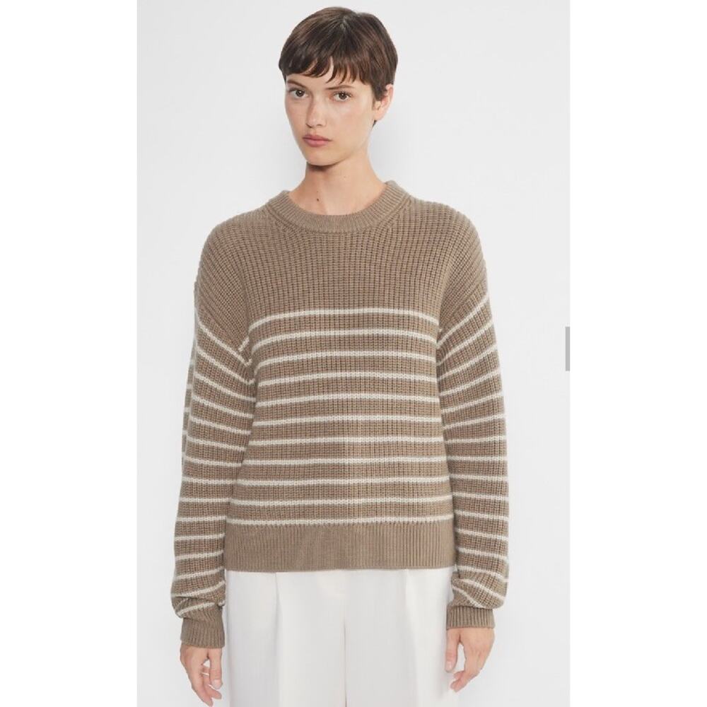 Aritzia Wilfred Maria Merino Wool Pullover Crewneck Striped Sweater size XS